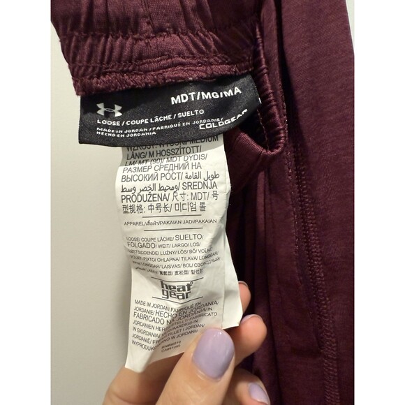 Under Armour Maroon Tech Pants Size M Lightweight Sweatpants Loose Fit Pocket - Picture 4 of 4